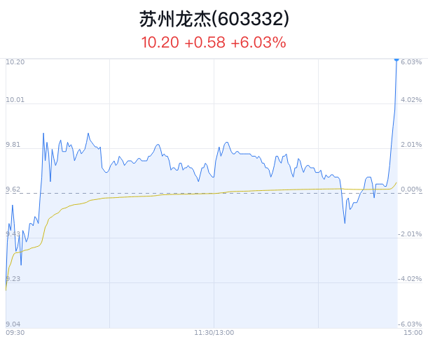 苏州龙杰涨破10元 主力净流入增