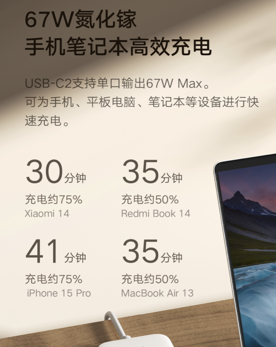 小米 67W 快充插线板京东开售：6 位电源插孔 + 2C + 1A，售 99 元