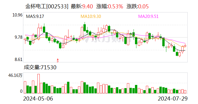 金杯电工：上半年净利润2.76亿元 同比增16.52%  第1张