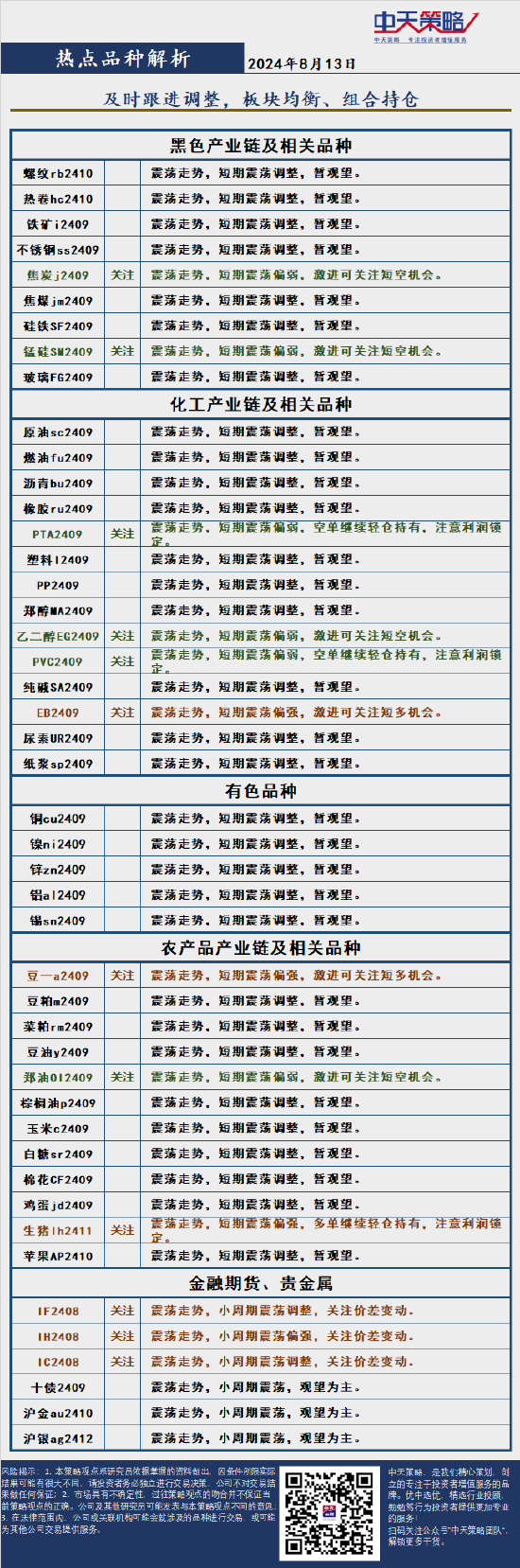 中天策略:8月13日市场分析