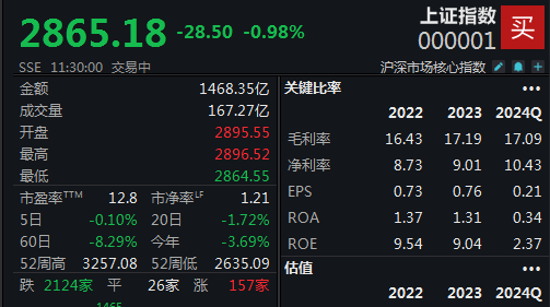 个股普跌，沪指半日下挫0.98%  第1张