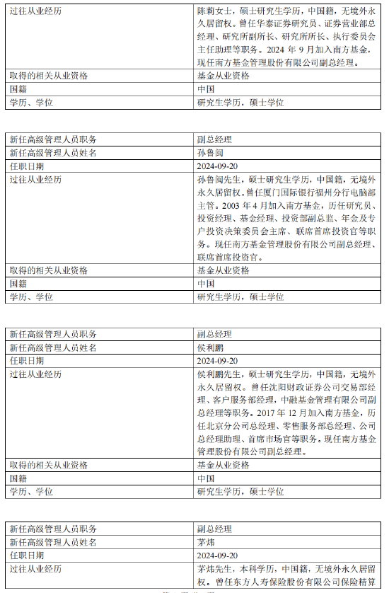 南方基金完成高管团队换届 杨小松担任公司总经理兼首席信息官  第2张